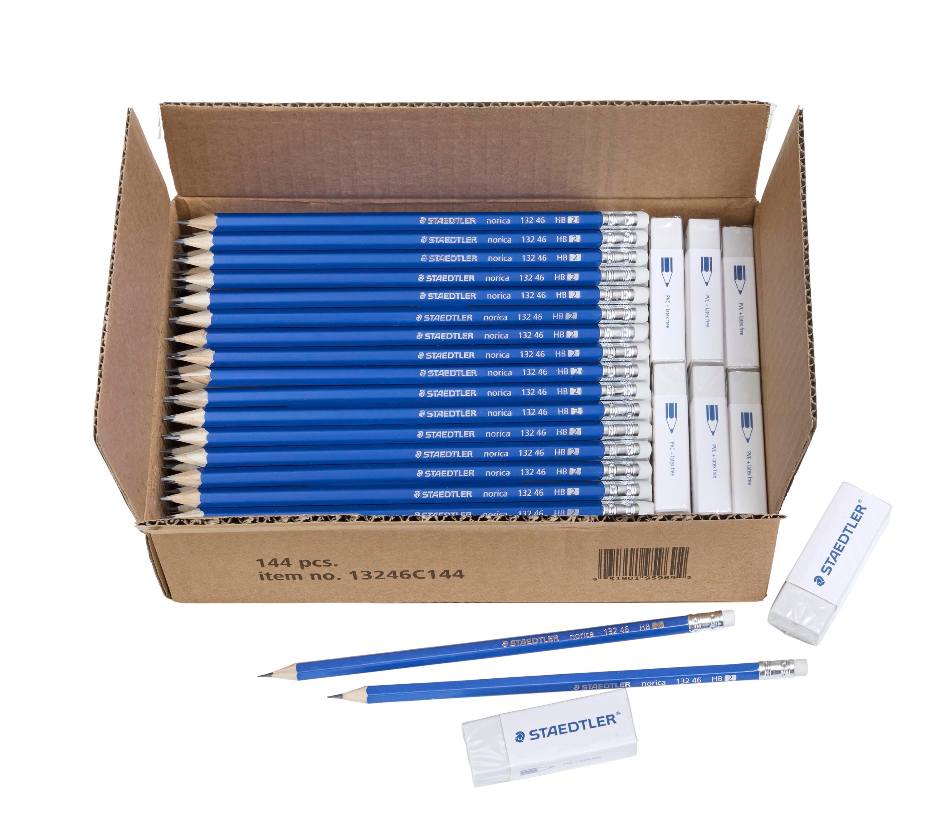 Staedtler Norica Pencils and Erasers, No 2 HB, Pre-sharpened, Pack